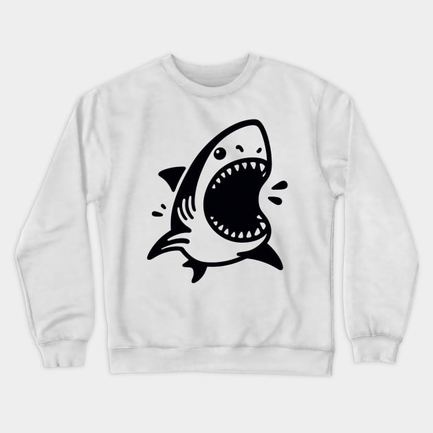 Stick Figure of a Shark in Black Ink Crewneck Sweatshirt by WelshDesigns